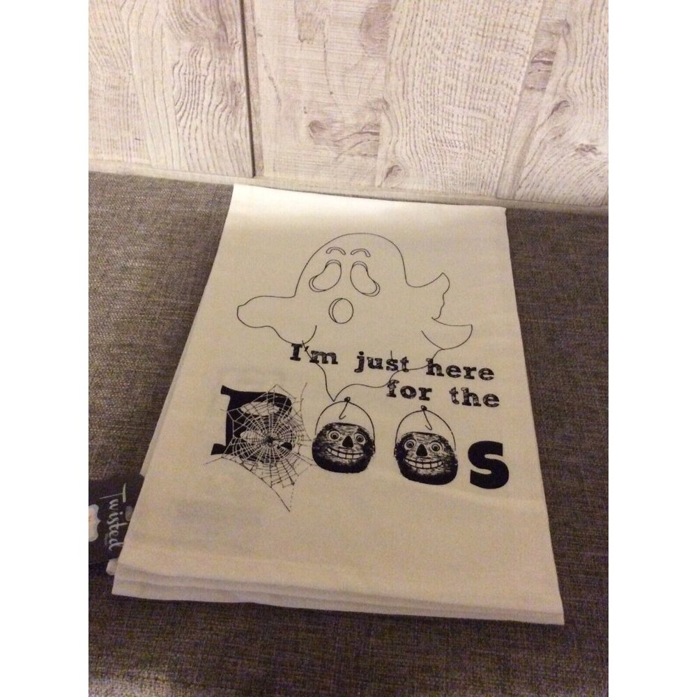 Twisted Wares Hang Tight Cotton Flour Sack Towel Here For The Boos Ghost